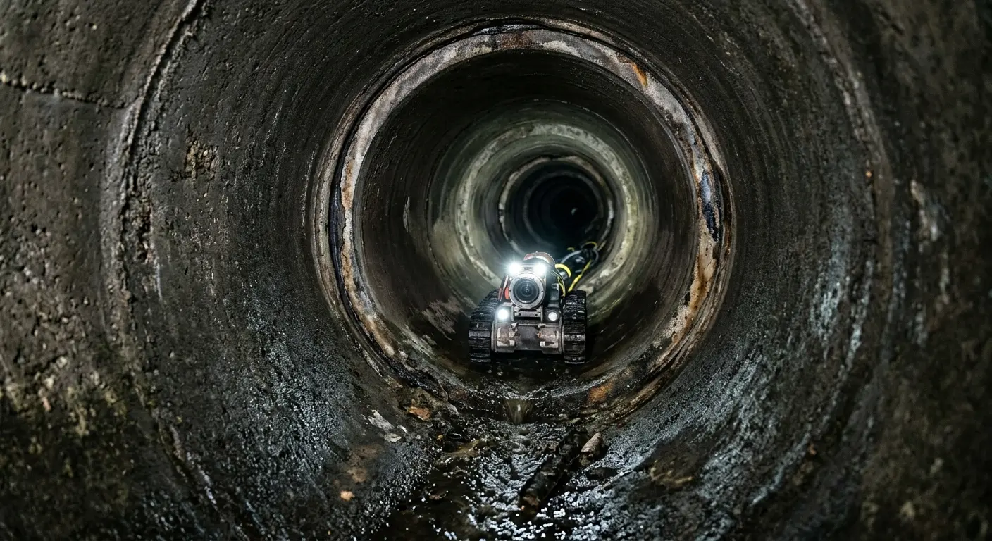 Robotic sewer camera inspecting pipe interior for Sewer Line Cleaning in Garfield Heights